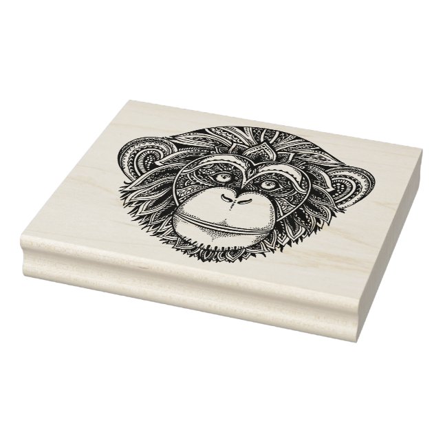 Monkey Illustartion Doodle Rubber Stamp (Stamp)