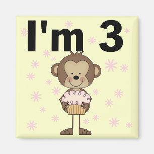 Monkey I'm 3 Birthday Tshirts and Gifts Magnet