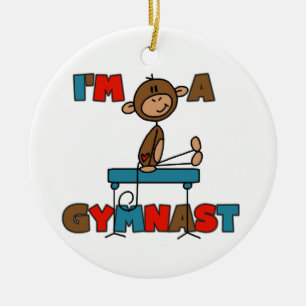 Monkey I'm a Gymnast Ceramic Tree Decoration