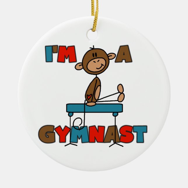 Monkey I'm a Gymnast Ceramic Tree Decoration (Front)
