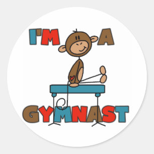 Monkey I'm a Gymnast Classic Round Sticker