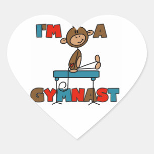 Monkey I'm a Gymnast Heart Sticker