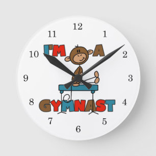 Monkey I'm a Gymnast Round Clock