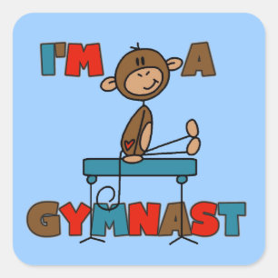 Monkey I'm a Gymnast Square Sticker