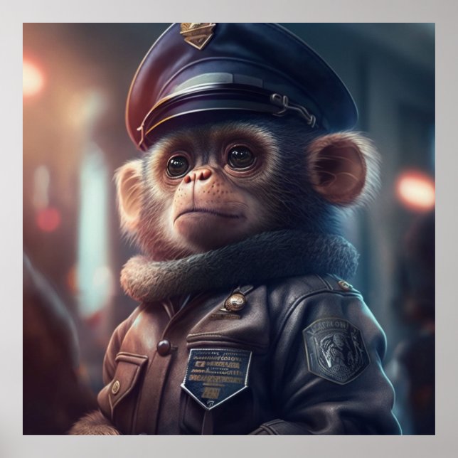 Monkey in a Cop Uniform #2 Art Poster (Front)
