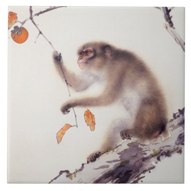 Monkey in a Persimmon Tree Tile (Front)
