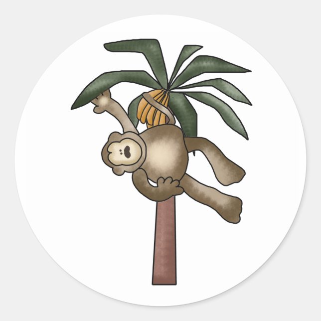 Monkey in Banana Tree   Classic Round Sticker (Front)