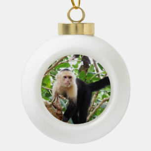 Monkey in Costa Rica Ceramic Ball Christmas Ornament