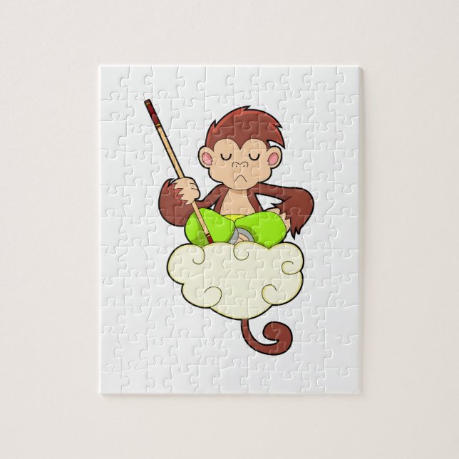 Monkey in Cross legged on Clouds Jigsaw Puzzle (Vertical)