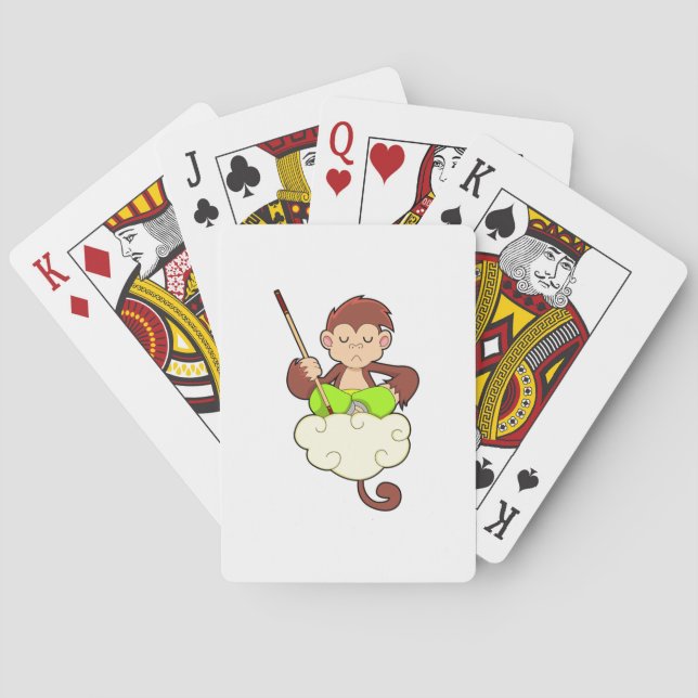 Monkey in Cross legged on Clouds Playing Cards (Back)