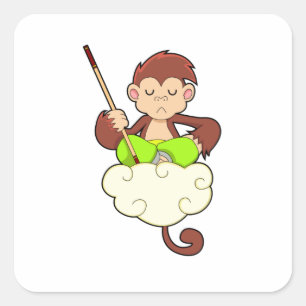 Monkey in Cross legged on Clouds Square Sticker
