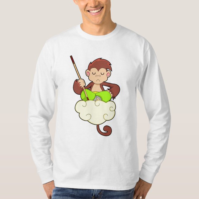 Monkey in Cross legged on Clouds T-Shirt (Front)
