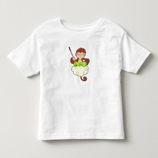 Monkey in Cross legged on Clouds Toddler T-Shirt (Front)
