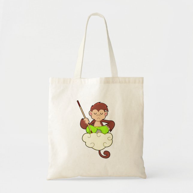 Monkey in Cross legged on Clouds Tote Bag (Front)