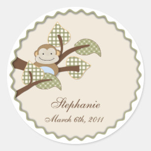 Monkey in Plaid Leaves Sticker