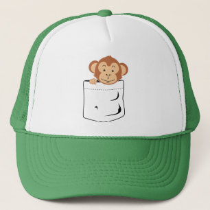Monkey in pocket trucker hat