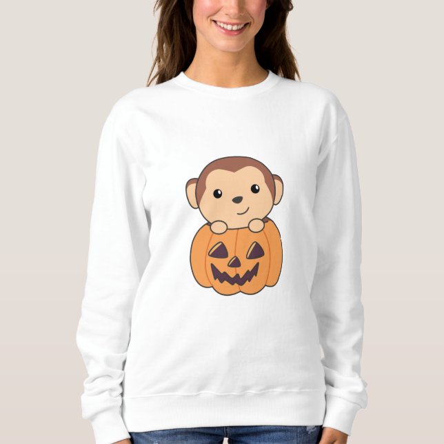 Monkey In Pumpkin Orange Koalas Halloween Monkeys Sweatshirt (Front)