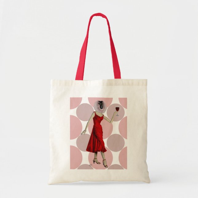 Monkey in Red Dress with wine Tote Bag (Front)