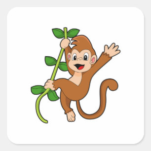 Monkey in the Jungle Square Sticker
