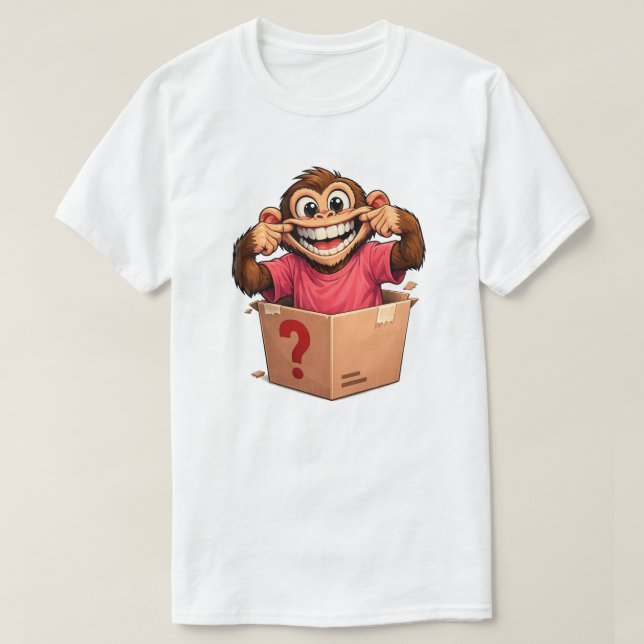 Monkey in the Mystery Box T-Shirt (Design Front)