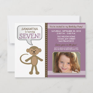 Monkey-ing Around Birthday Party Invite (purple)