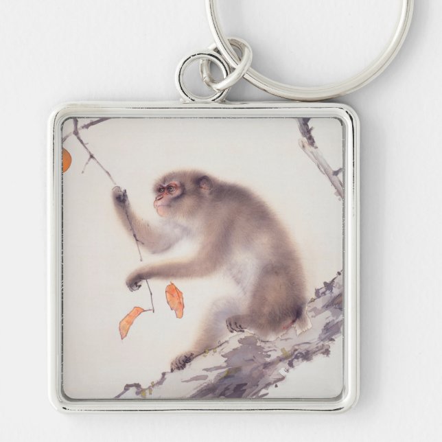 Monkey Japanese Painting Chinese Zodiac Birthday K Key Ring (Front)