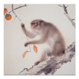 Monkey Japanese Painting Chinese Zodiac Poster