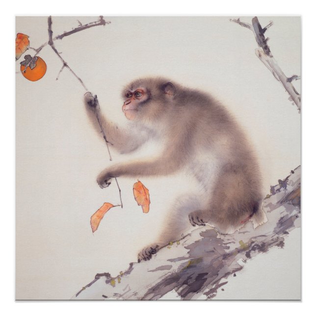 Monkey Japanese Painting Chinese Zodiac Poster (Front)