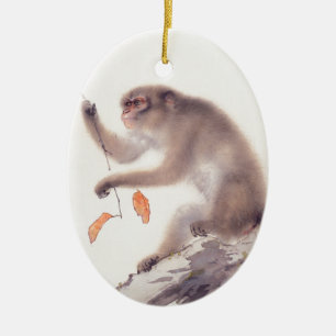 Monkey Japanese Painting - Year of the Monkey Ceramic Tree Decoration