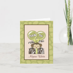 Monkey Jungle Baby Shower CA Thank You Note Card