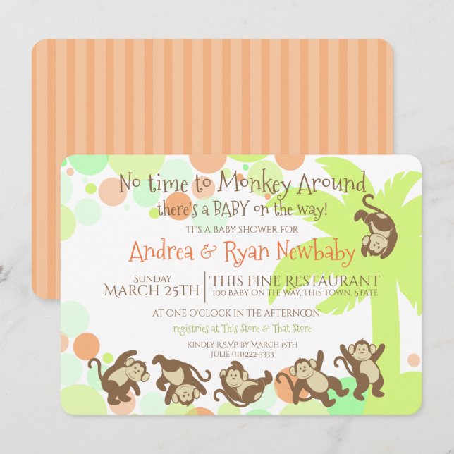 Monkey Jungle Baby Shower Invitation (Front/Back)