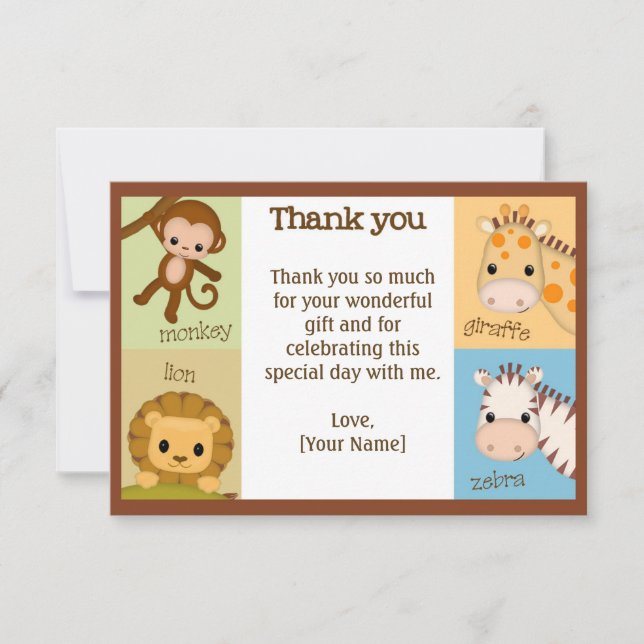 Monkey Jungle Baby Shower Thank You BOY MJS #150 (Front)