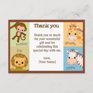 Monkey Jungle Baby Shower Thank You BOY MJS #150 Card