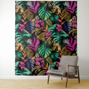 Monkey Jungle Dreams Seamless Surface Pattern Tapestry
