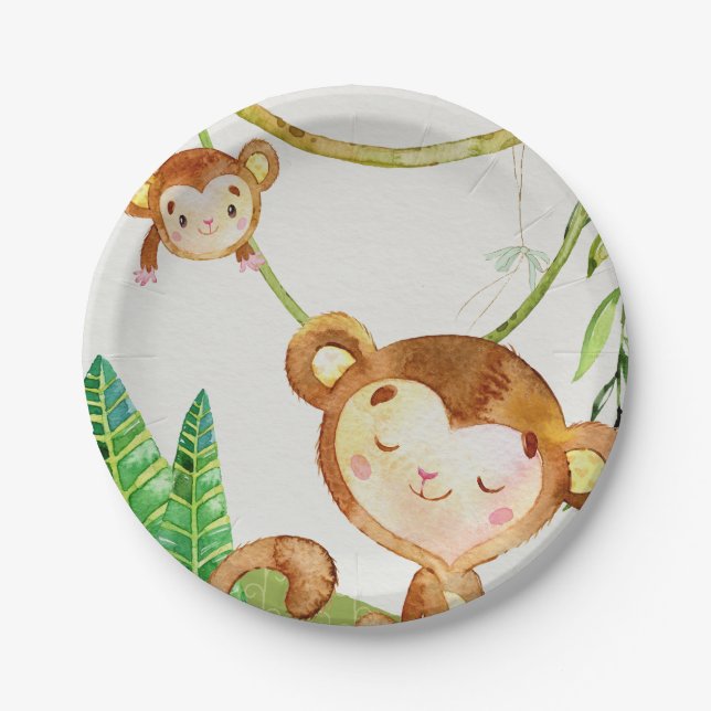 Monkey Jungle Party Paper Plate (Front)