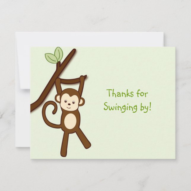 Monkey Jungle Thank You Note Cards Flat (Front)