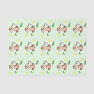 Monkey Jungle Tropical Leaf Banana Peeled Green Tissue Paper