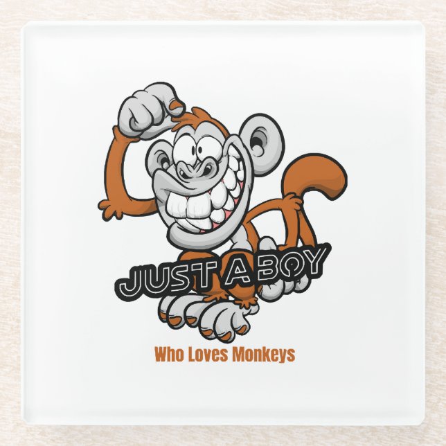 monkey  just a boy  glass coaster (Front)