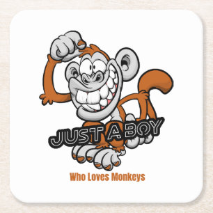 monkey  just a boy  square paper coaster