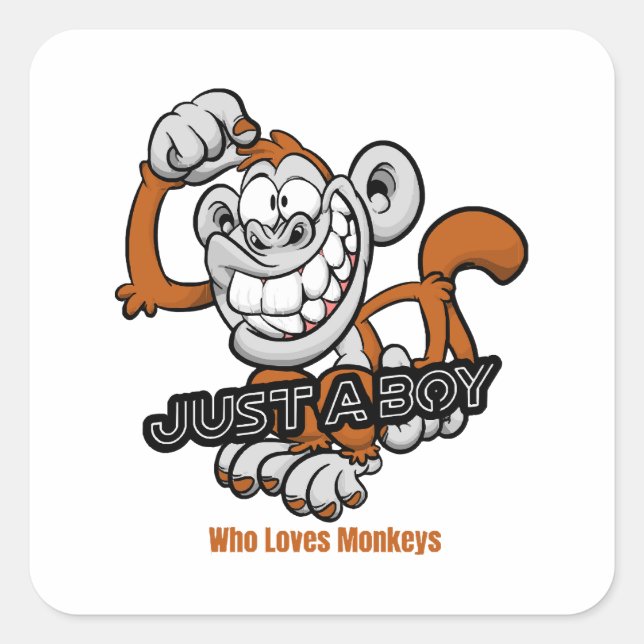 monkey  just a boy  square sticker (Front)