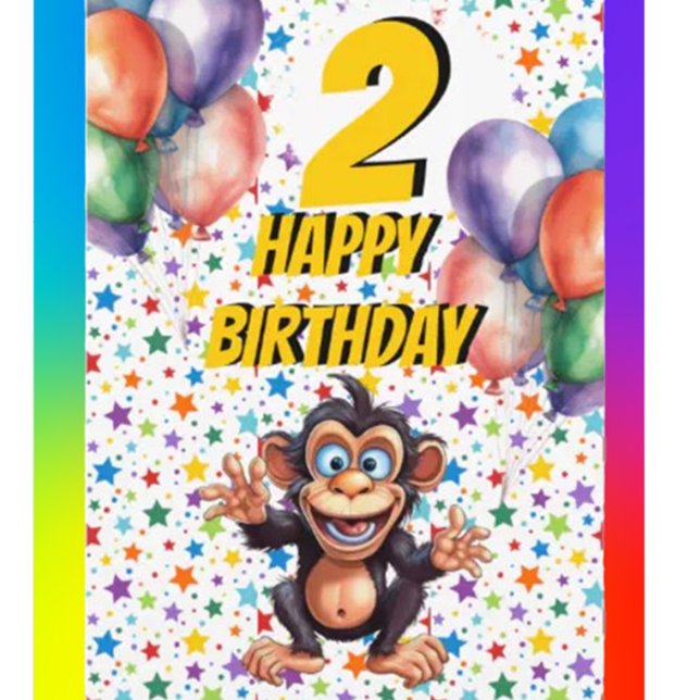 Monkey Kids Birthday Balloons Card (Creator Uploaded)