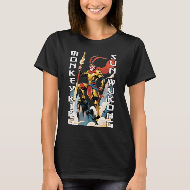  Monkey King Comic Women Black T-Shirt (Front)