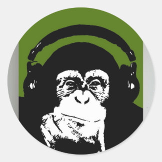 Monkey Knows Music Classic Round Sticker