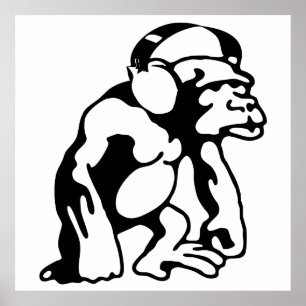 Monkey listens to music poster
