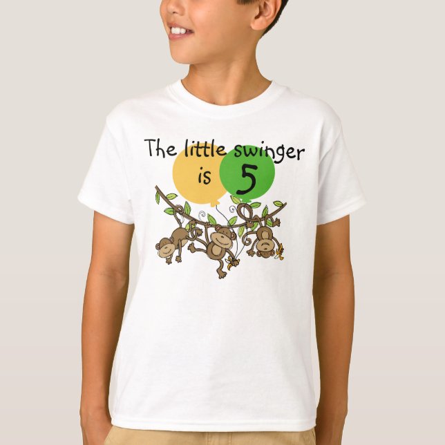 Monkey Little Swinge Customisable Birthday T-shirt (Front)