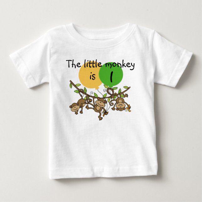 Monkey Little Swinge Customisable Birthday T-shirt (Front)
