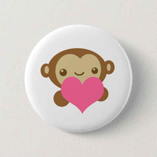 Monkey Love 6 Cm Round Badge (Front)