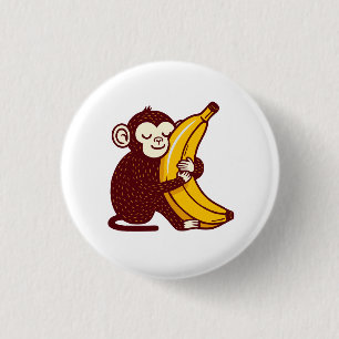 Monkey Love Banana 3 Cm Round Badge