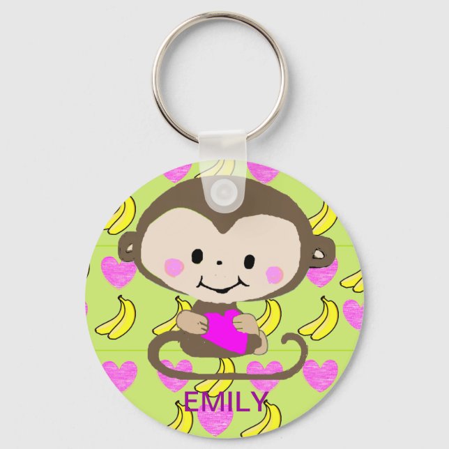 Monkey Love - Personalized Key Ring (Front)