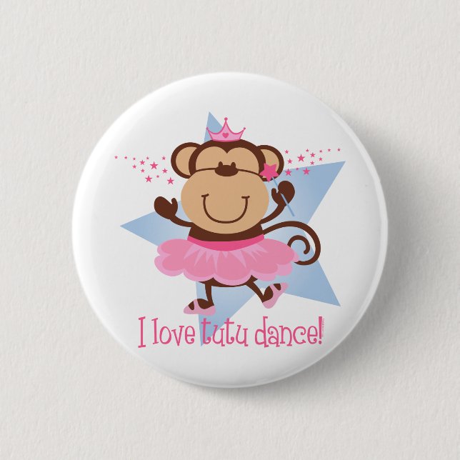 Monkey Love Tutu Dance 6 Cm Round Badge (Front)